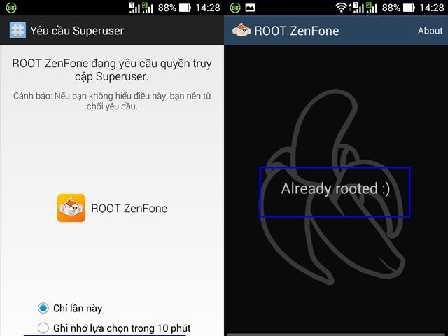 Mở ứng dụng Root lên xem thành công chưa, nếu hiển thị thông báo như hình minh họa phía trên là thành công. Dĩ nhiên, bạn vẫn có thể Unroot để nhận được bảo hành cho một số trường hợp