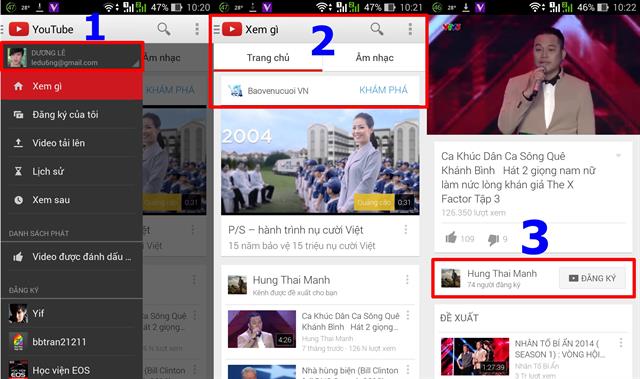 Nhìn lại giao diện cũ và các bạn hãy lưu ý những mục đã được khoanh đỏ để đối chiếu với phiên bản Youtube mới