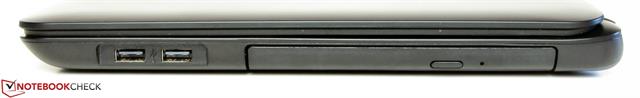 Cạnh phải có hai cổng USB 2.0 và ổ ghi Blu-ray