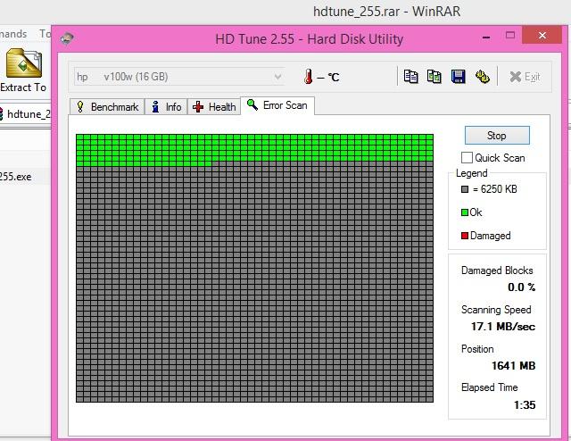 Chức năng scan lỗi của phần mềm HD Tune