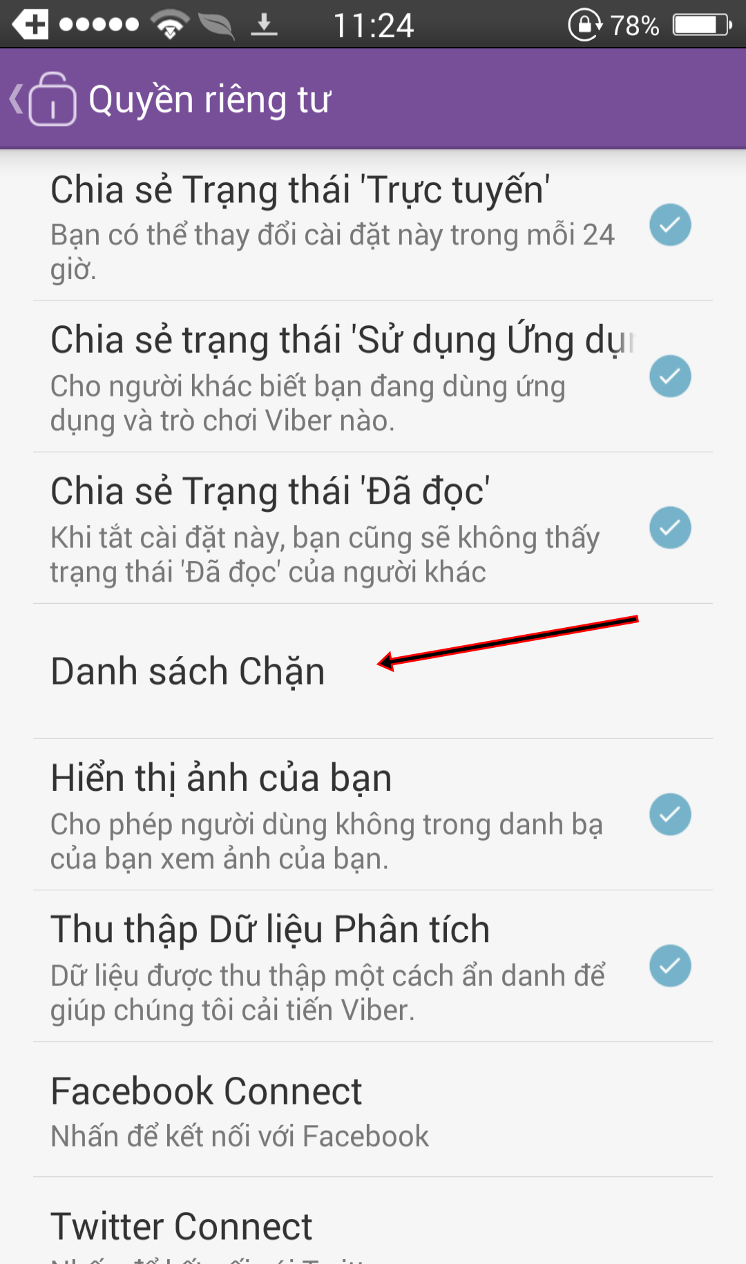 Chặn tin nhắn rác trên Viber