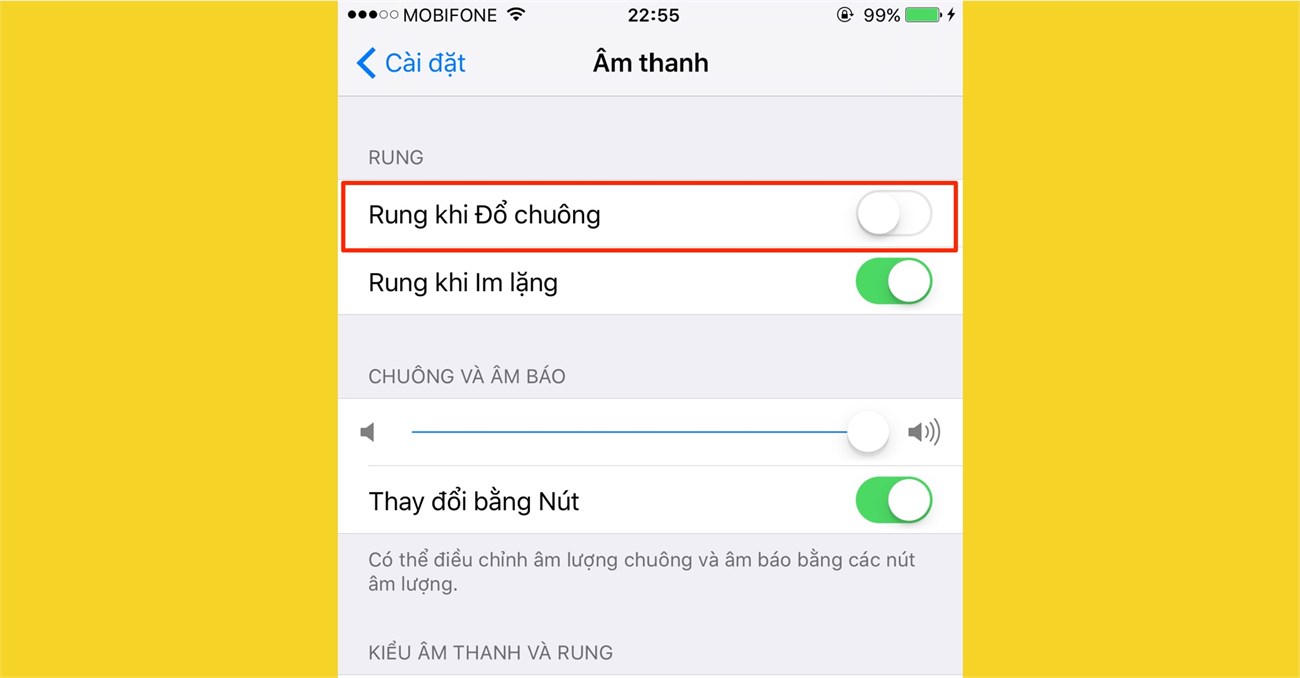 Tắt chế độ rung khi đổ chuông Tắt chế độ rung khi đổ chuông
