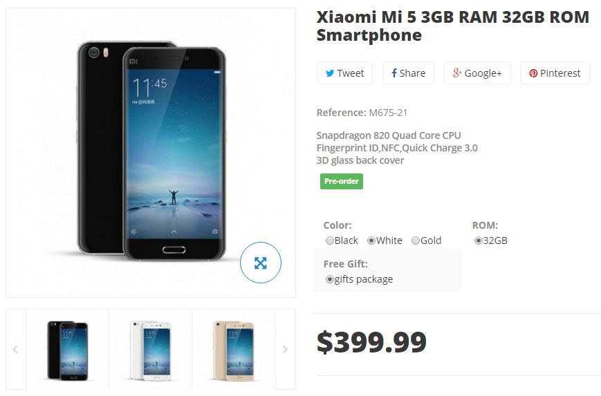 Xiaomi Mi 5 lên kệ với giá 400 USD