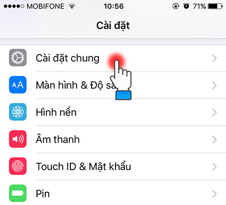Chọn Cài đặt chung Chọn Cài đặt chung