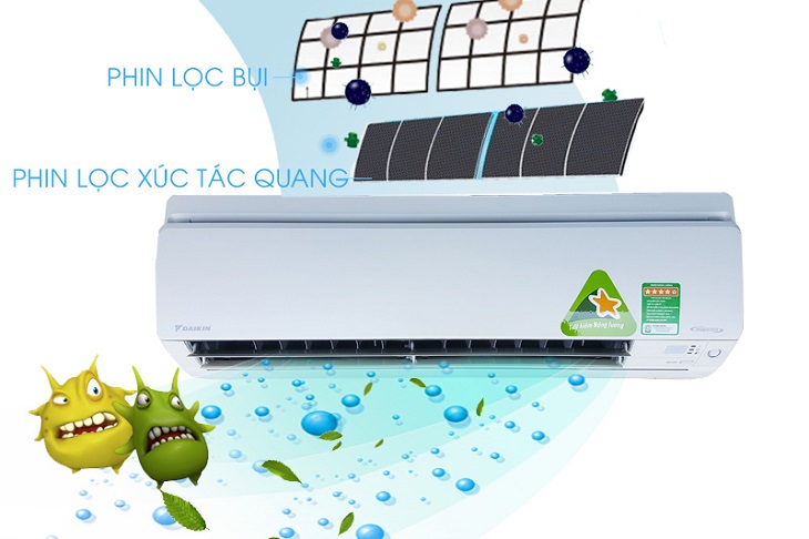 Điều hòa Daikin Inverter (công nghệ tiết kiệm điện) và phin lọc xúc tác quang Apatit Titan