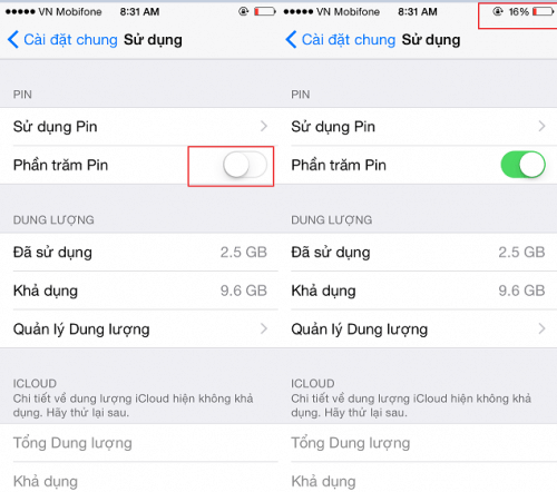 Hiển thị phần trăm pin phan tram pin