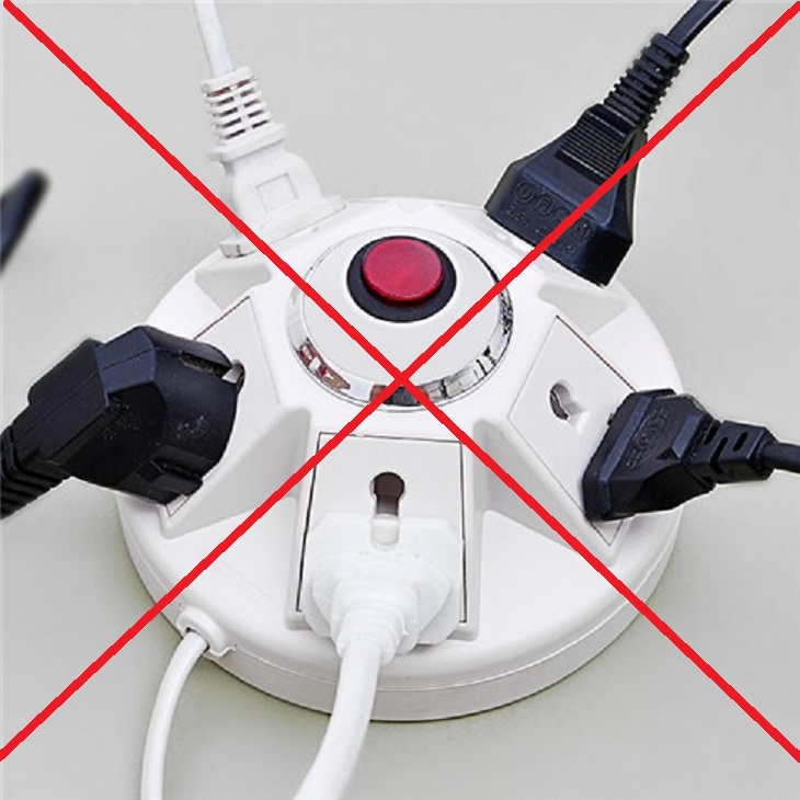 không sử dụng chung ổ cắm với thiệt bị công suất cao