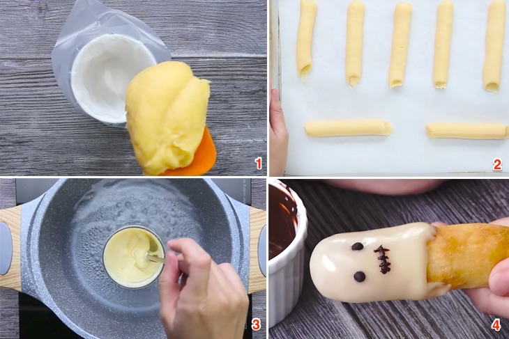 Cách làm bánh su que con ma cho lễ Halloween sắp tới