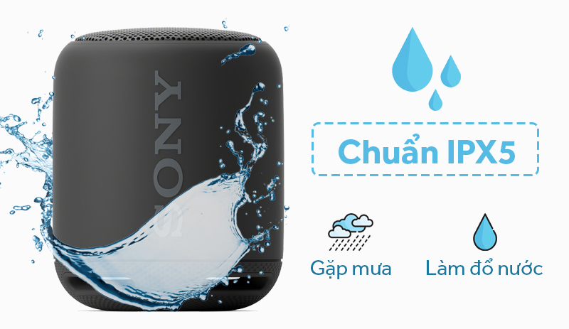 Loa bluetooth Sony SRS-XB10 - Khả năng chống thấm nước chuẩn IPX5 Loa bluetooth Sony SRS-XB10 - Khả năng chống thấm nước chuẩn IPX5