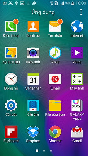 Giao diện Menu Samsung Galaxy A5