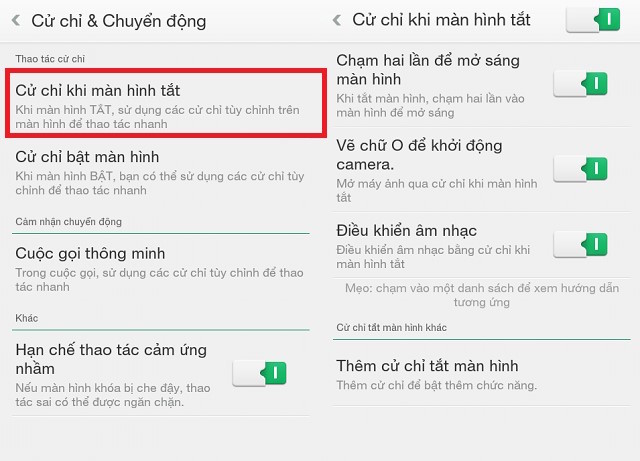 Nhiều tính năng cử chỉ thông minh giúp các thao tác tiện lợi hơn