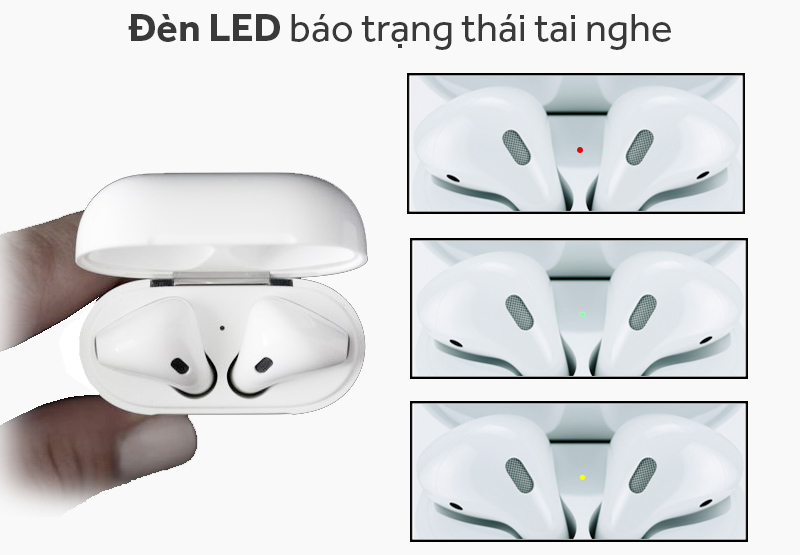 Tai nghe Bluetooth AirPods Apple MMEF2 - Đèn LED nhỏ phát sáng báo hiệu tình trạng của tai nghe Tai nghe Bluetooth AirPods Apple MMEF2 - Đèn LED nhỏ phát sáng báo hiệu tình trạng của tai nghe