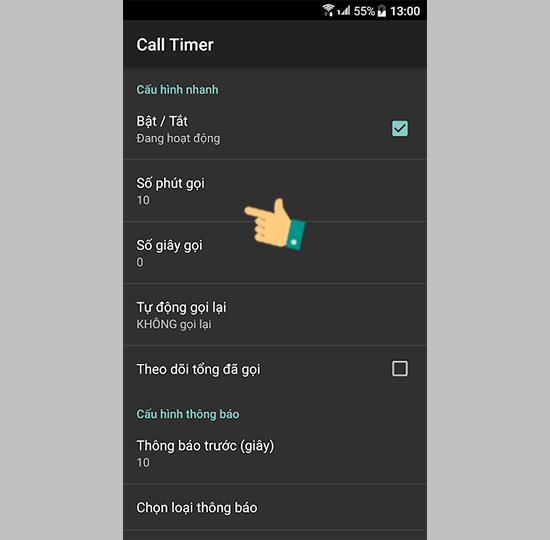 giới hạn thời gian cuộc gọi