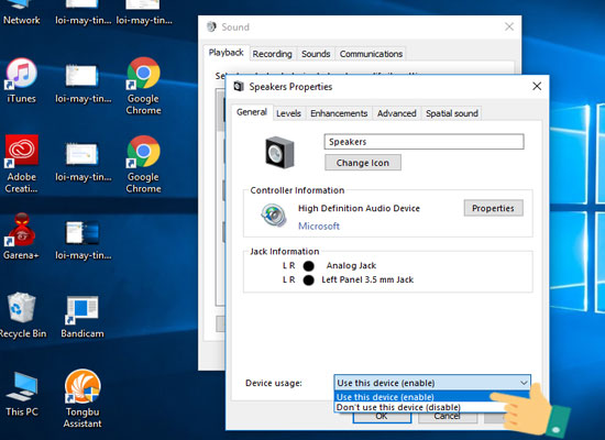 Chọn chế độ Use this device (enable)