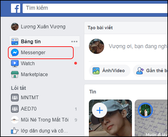 Chọn vào Messenger