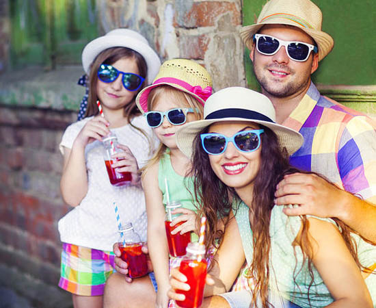 family wear sunglasses