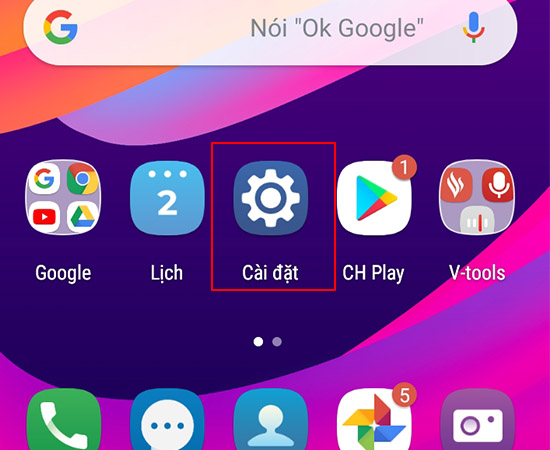 Vào Cài đặt