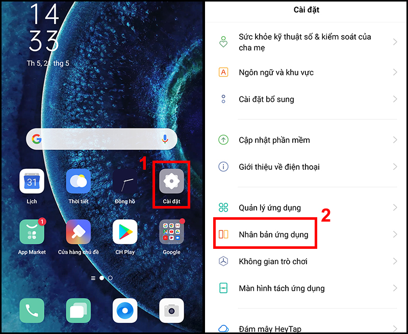 Section Cloning application clone apps on OPPO Find X2 Pro