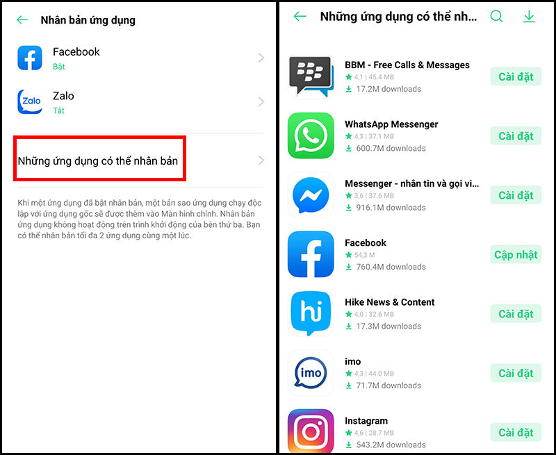 How to see which applications can clone clone apps on OPPO Find X2 Pro