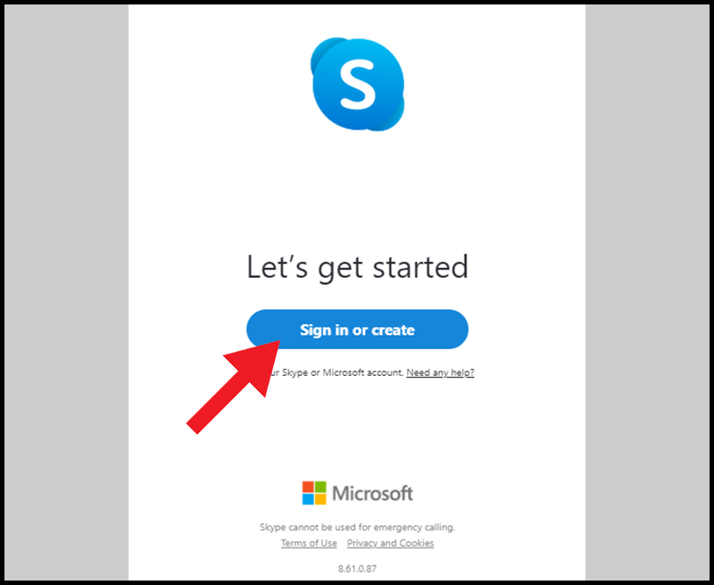 The opening interface of Skype