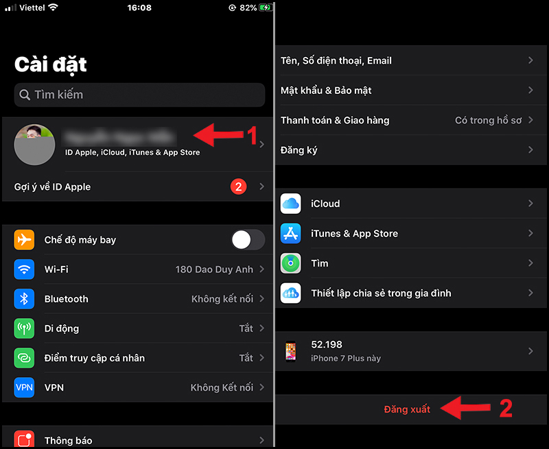 Đăng xuất iCloud cũ Đăng xuất iCloud cũ