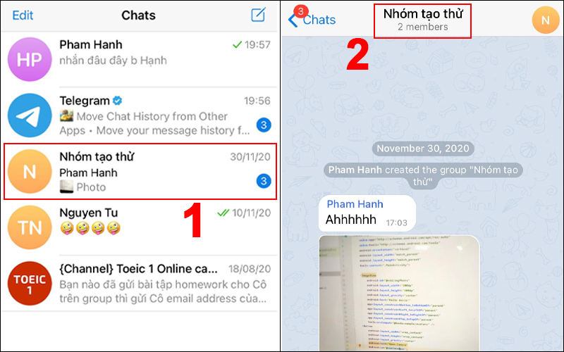 Mở Telegram và chọn cuộc trò chuyện mà bạn muốn tắt thông báo