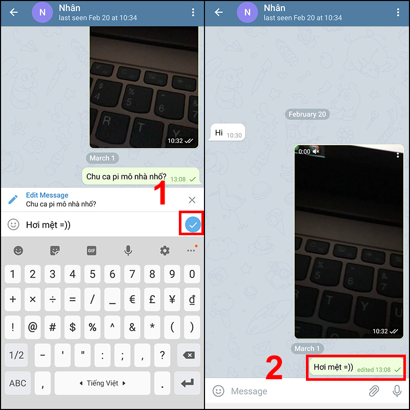 Cách sửa tin nhắn đã gửi trong Telegram trên điện thoại