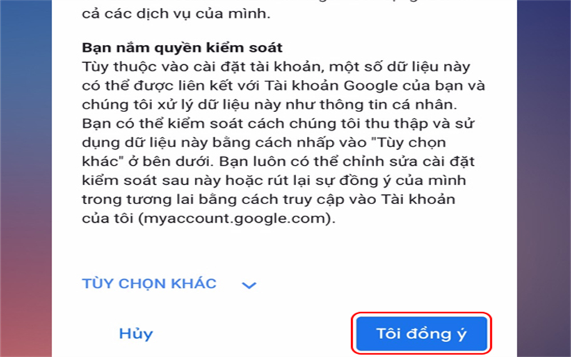 Bước 6:  Đọc điều khoản > Tôi đồng ý..