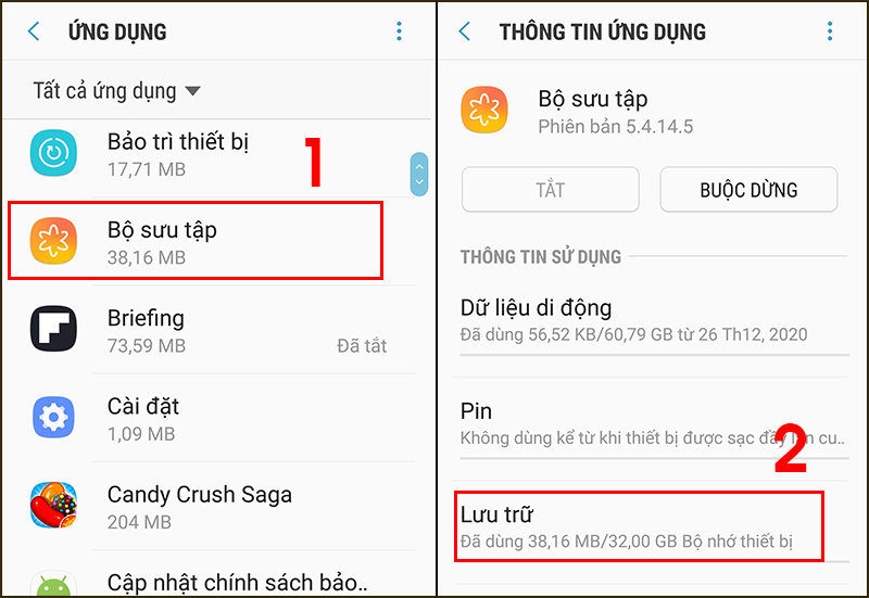 Bấm vào Lưu trữ trong Bộ sưu tập