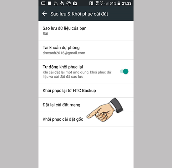 Kh&ocirc;i phục c&agrave;i đặt gốc